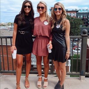 Mauve / Red Satin Dress with Cinched Waist